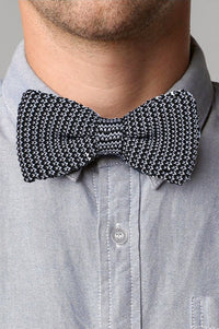 Bow Tie - Knit Bow Tie Navy White