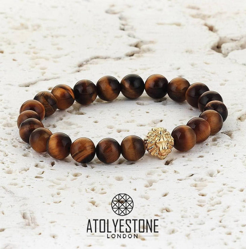 Atolyestone Bracelet - 18K GOLD LION TIGER EYE