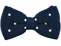 Bow Tie - Knit Bow Tie Navy Polka
