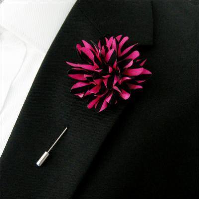 Lapel Pin - Lapel Flower Stripes Purple / Black