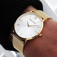 Watch - BLACK AND SILVER STREAK + GOLD STRAP