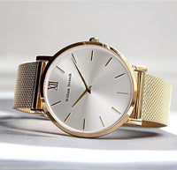 Watch - BLACK AND SILVER STREAK + GOLD STRAP